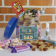 Hampers and Gifts to the UK - Send the Personalised Best Dad Retro Sweet Taster Jar